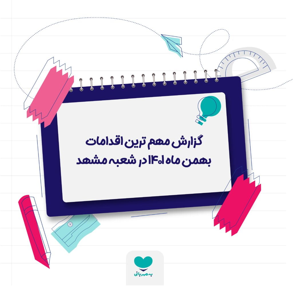 گزارش مهم ترین اقدامات بهمن ماه شعبه مشهد دارالاکرام