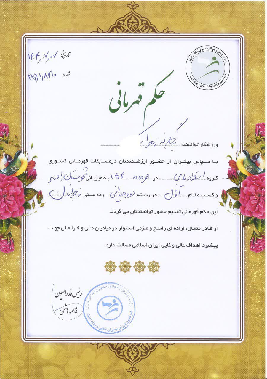 photo215584507241 کسب مقام قهرمانی کشور در دو میدانی توسط یکی از دختران دارالاکرام قم